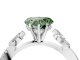 White gold Fancy Green Heart  Diamond Floral Vine Solitaire Engagement Ring_4