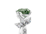 White gold Fancy Green Heart  Diamond Floral Vine Solitaire Engagement Ring_5