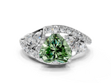 White gold Fancy Green Heart  Diamond Halo Ring with Marquise and Pavé Band in Prong Setting_17