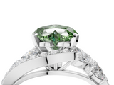 White gold Fancy Green Heart  Diamond Halo Ring with Marquise and Pavé Band in Prong Setting_20