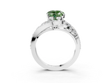 White gold Fancy Green Heart  Diamond Halo Ring with Marquise and Pavé Band in Prong Setting_20