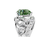 White gold Fancy Green Heart  Diamond Halo Ring with Marquise and Pavé Band in Prong Setting_22