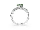 White gold Fancy Green Heart  Diamond Pavé Band Solitaire Ring with Four-Prong Setting_20