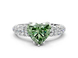 White gold Fancy Green Heart  Diamond Pavé Band Solitaire Ring with Four-Prong Setting_32