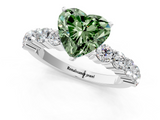White gold Fancy Green Heart  Diamond Pavé Band Solitaire with Four-Prong Setting_1