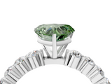 White gold Fancy Green Heart  Diamond Pavé Band Solitaire with Four-Prong Setting_4