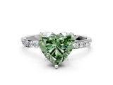 White gold Fancy Green Heart  Diamond Pavé Band with Six-Prong Setting_27