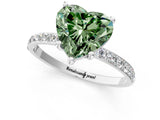 White gold Fancy Green Heart  Diamond Pavé Band with Six-Prong Setting_28