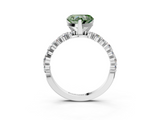White gold Fancy Green Heart  Diamond Prong Set Engagement Ring with Pave Band_3