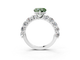 White gold Fancy Green Heart  Diamond Prong Setting with Side Stones on a Pave Band_3