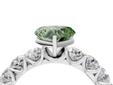 White gold Fancy Green Heart  Diamond Prong Setting with Side Stones on a Pave Band_4