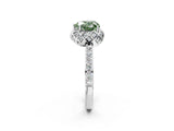 White gold Fancy Green Heart  Diamond Solitaire Ring with Shared Prong Pavé Band_14