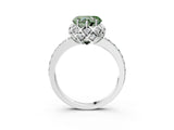 White gold Fancy Green Heart  Diamond Solitaire Ring with Shared Prong Pavé Band_15