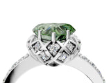 White gold Fancy Green Heart  Diamond Solitaire Ring with Shared Prong Pavé Band_16
