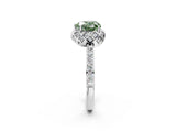 White gold Fancy Green Heart  Diamond Solitaire Ring with Shared Prong Pavé Band_31