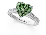 White gold Fancy Green Heart  Diamond Solitaire with Pave Band and Six-Prong Setting_1