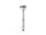 White gold Fancy Green Heart  Diamond Solitaire with Pave Band and Six-Prong Setting_2