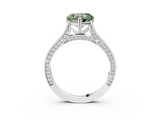 White gold Fancy Green Heart  Diamond Solitaire with Pave Band and Six-Prong Setting_3