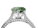 White gold Fancy Green Heart  Diamond Solitaire with Pave Band and Six-Prong Setting_4