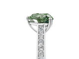 White gold Fancy Green Heart  Diamond Solitaire with Pave Band and Six-Prong Setting_5