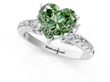 White gold Fancy Green Heart  Diamond Three-Stone Pave Band with Four-Prong Setting_1