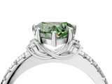 White gold Fancy Green Heart  Diamond Three-Stone Pave Band with Four-Prong Setting_4