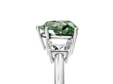 White gold Fancy Green Heart  Diamond Three-Stone Ring with Trapezoid Side Stones and Prong Setting_5