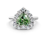 White gold Fancy Green Heart  Halo Cluster Diamond Engagement Ring with Prong Setting and Polished Band_51