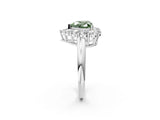 White gold Fancy Green Heart  Halo Cluster Diamond Engagement Ring with Prong Setting and Polished Band_53