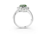White gold Fancy Green Heart  Halo Cluster Diamond Engagement Ring with Prong Setting and Polished Band_54