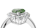 White gold Fancy Green Heart  Halo Cluster Diamond Engagement Ring with Prong Setting and Polished Band_55