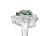 White gold Fancy Green Heart  Halo Cluster Diamond Engagement Ring with Prong Setting and Polished Band_56