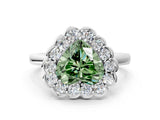 White gold Fancy Green Heart  Halo Cluster Diamond Engagement Ring with Solitaire Band and Prong Setting_29
