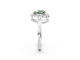 White gold Fancy Green Heart  Halo Cluster Diamond Engagement Ring with Solitaire Band and Prong Setting_32