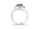White gold Fancy Green Heart  Halo Cluster Diamond Engagement Ring with Solitaire Band and Prong Setting_32