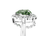 White gold Fancy Green Heart  Halo Cluster Diamond Engagement Ring with Solitaire Band and Prong Setting_34
