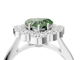 White gold Fancy Green Heart  Halo Diamond Cluster Engagement Ring with Milgrain Bezel Setting and Solitaire Band_49