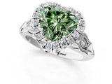 White gold Fancy Green Heart  Halo Diamond Engagement Ring with Filigree Band and Four-Prong Setting_112