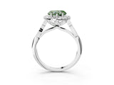 White gold Fancy Green Heart  Halo Diamond Engagement Ring with Filigree Band and Four-Prong Setting_114