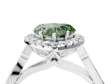 White gold Fancy Green Heart  Halo Diamond Engagement Ring with Filigree Band and Four-Prong Setting_115