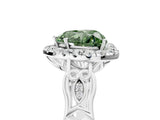 White gold Fancy Green Heart  Halo Diamond Engagement Ring with Filigree Band and Four-Prong Setting_116