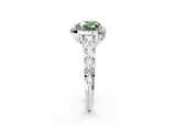 White gold Fancy Green Heart  Halo Diamond Engagement Ring with Intricate Filigree Band and Four-Prong Setting_19