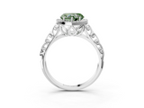 White gold Fancy Green Heart  Halo Diamond Engagement Ring with Intricate Filigree Band and Four-Prong Setting_20