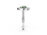 White gold Fancy Green Heart  Halo Diamond Engagement Ring with Milgrain Band and Four-Prong Setting_43