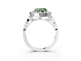 White gold Fancy Green Heart  Halo Diamond Engagement Ring with Milgrain Band and Four-Prong Setting_44