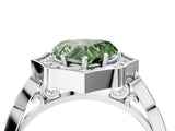 White gold Fancy Green Heart  Halo Diamond Engagement Ring with Milgrain Band and Four-Prong Setting_45