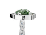 White gold Fancy Green Heart  Halo Diamond Engagement Ring with Milgrain Band and Four-Prong Setting_46