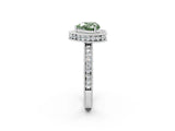White gold Fancy Green Heart  Halo Diamond Engagement Ring with Milgrain Pave Band and Four-Prong Setting_11