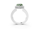 White gold Fancy Green Heart  Halo Diamond Engagement Ring with Milgrain Pave Band and Four-Prong Setting_12