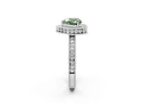 White gold Fancy Green Heart  Halo Diamond Engagement Ring with Milgrain Pave Band and Four-Prong Setting_83